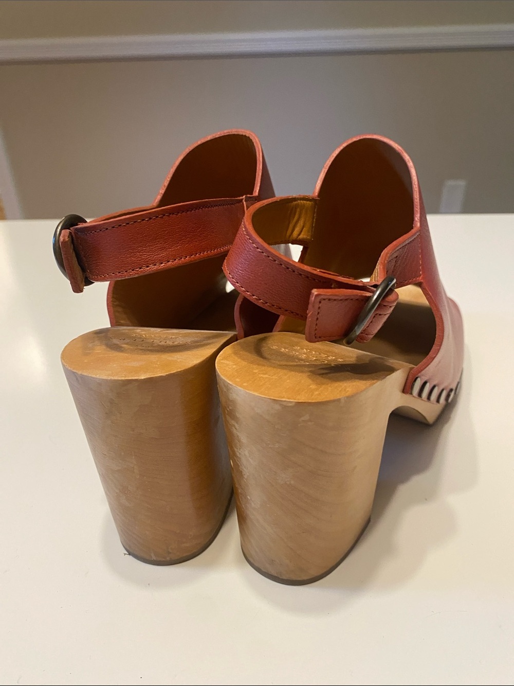 NEW Sezane Dakota High Clogs Terracotta Leather Size 39 (US 8) - Picture 7 of 9